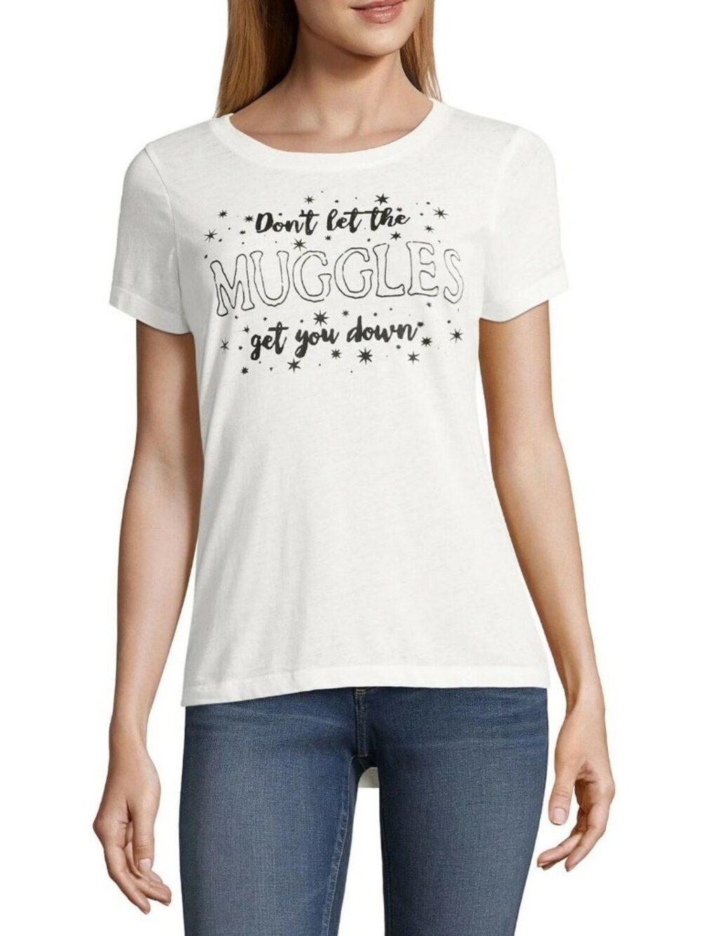 Harry Potter Don't Let the Muggles Get You Down Womens Graphic Tee Juniors L NWT